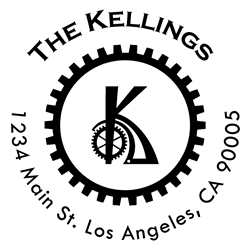 Bike Gears Letter K Monogram Stamp Sample